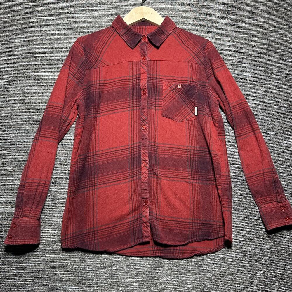 Element Flannel Shirt Women's L Red Plaid Long Sleeve Button Up Skater J545DPIN